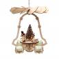 Preview: Hängepyramide Glockenform mit vier Teelichte, drei Winterfiguren und einem großen Tannenbaum in der mitte