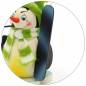 Preview: Räucherfigur raeuchermaennchen Pinguin mit Strickmütze und Schal in grün/weiß und einem Snowboard