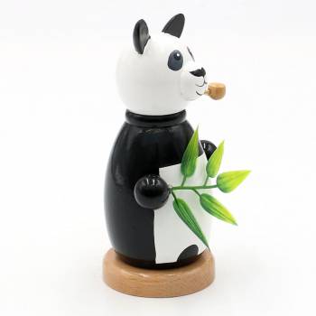 Räucherfigur Panda mit Bambus in der Hand einen leckeren Bambuszweig